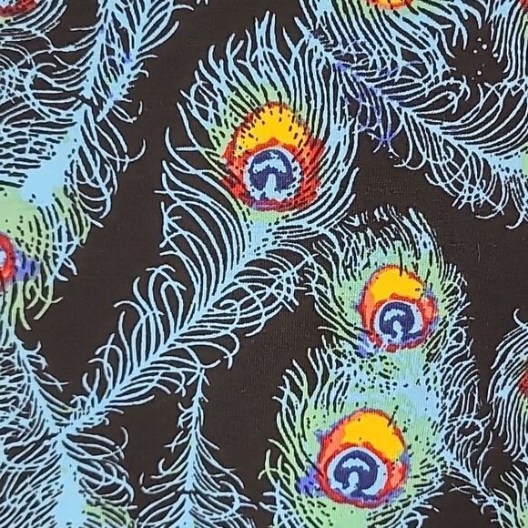 NWT LuLaRoe Peacock Feather Print Dress Julia Midi Black Fitted Sheath Bodycon - Picture 8 of 12